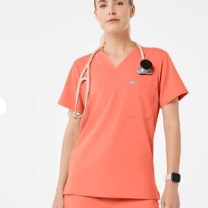 FIGS Catarina Core scrub  one pocket scrub top sunset orange s